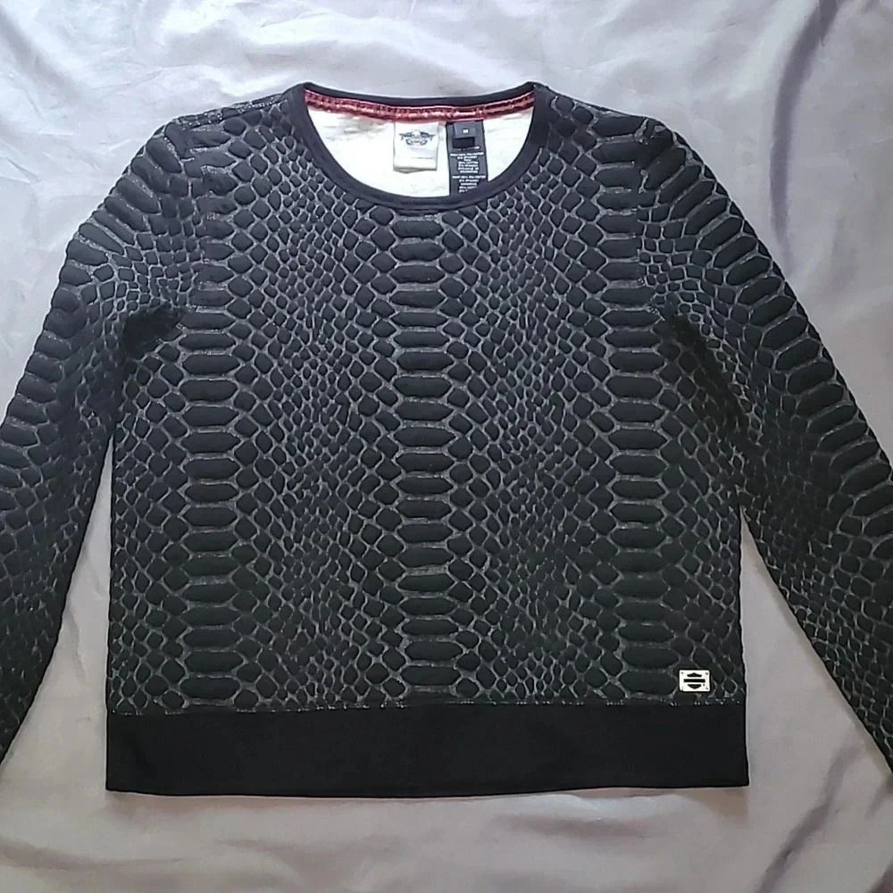 Harley-Davidson women's long sleeve size Medium black biker shirt LOT F2 - Picture 2 of 5